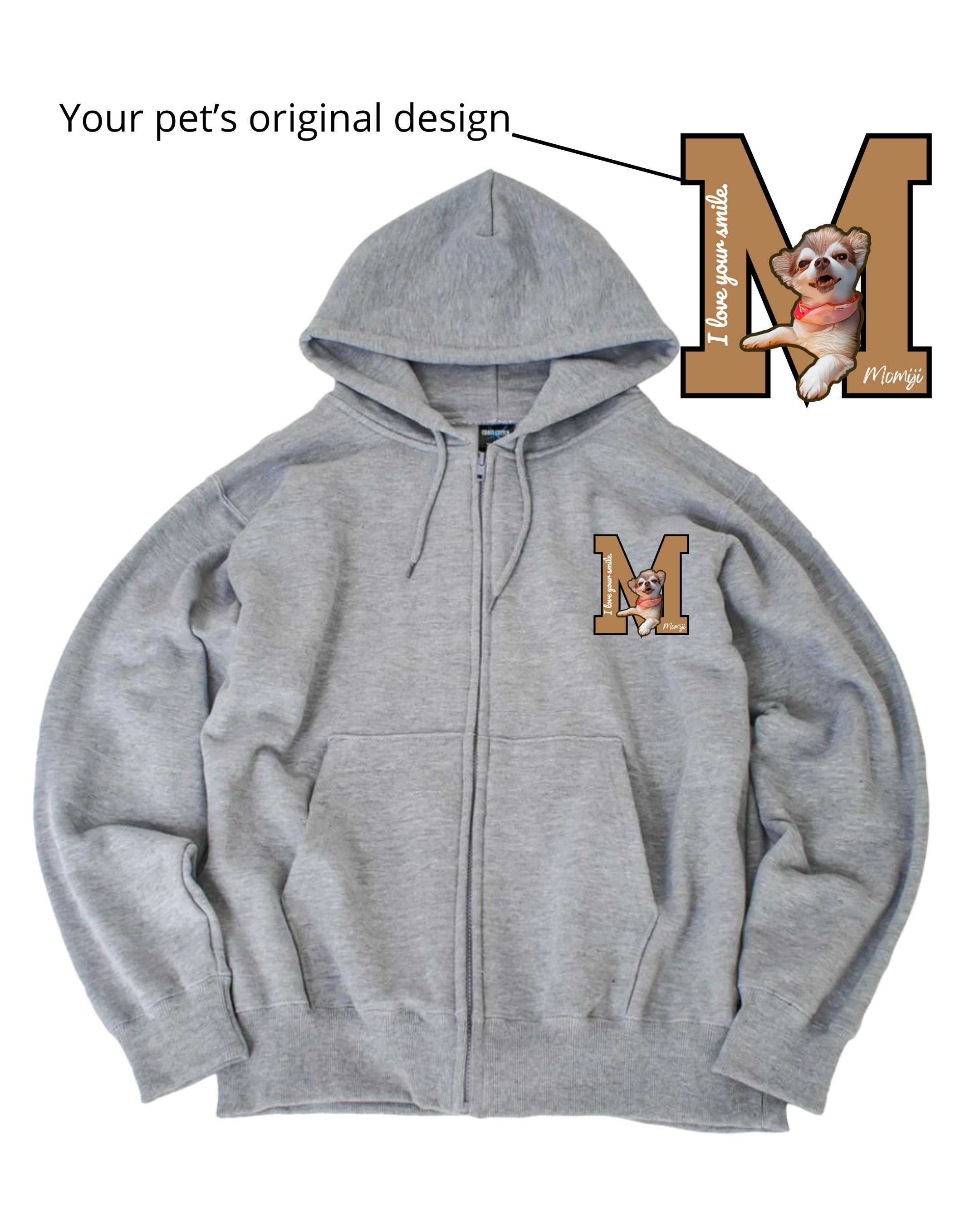 名入れ✖️ペットデザイン　ジップスエットパーカー/ユニセックスS~2XL