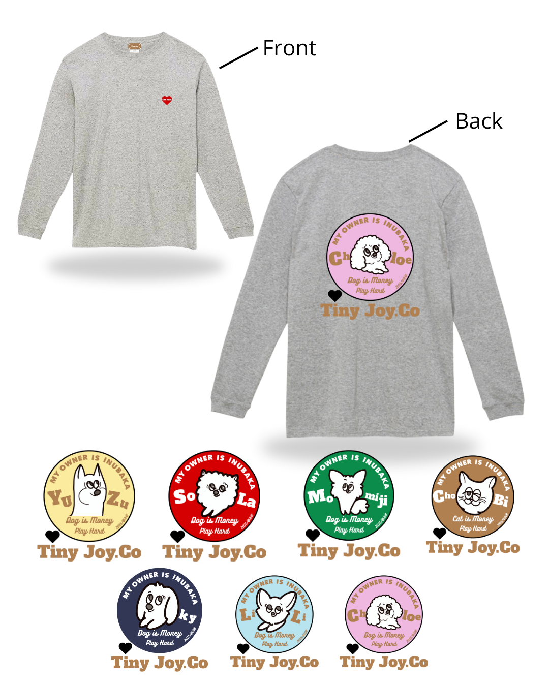 名入れ✖️ペットLong/T-SHIRT(サークルデザイン.)ユニセックスS~3XL