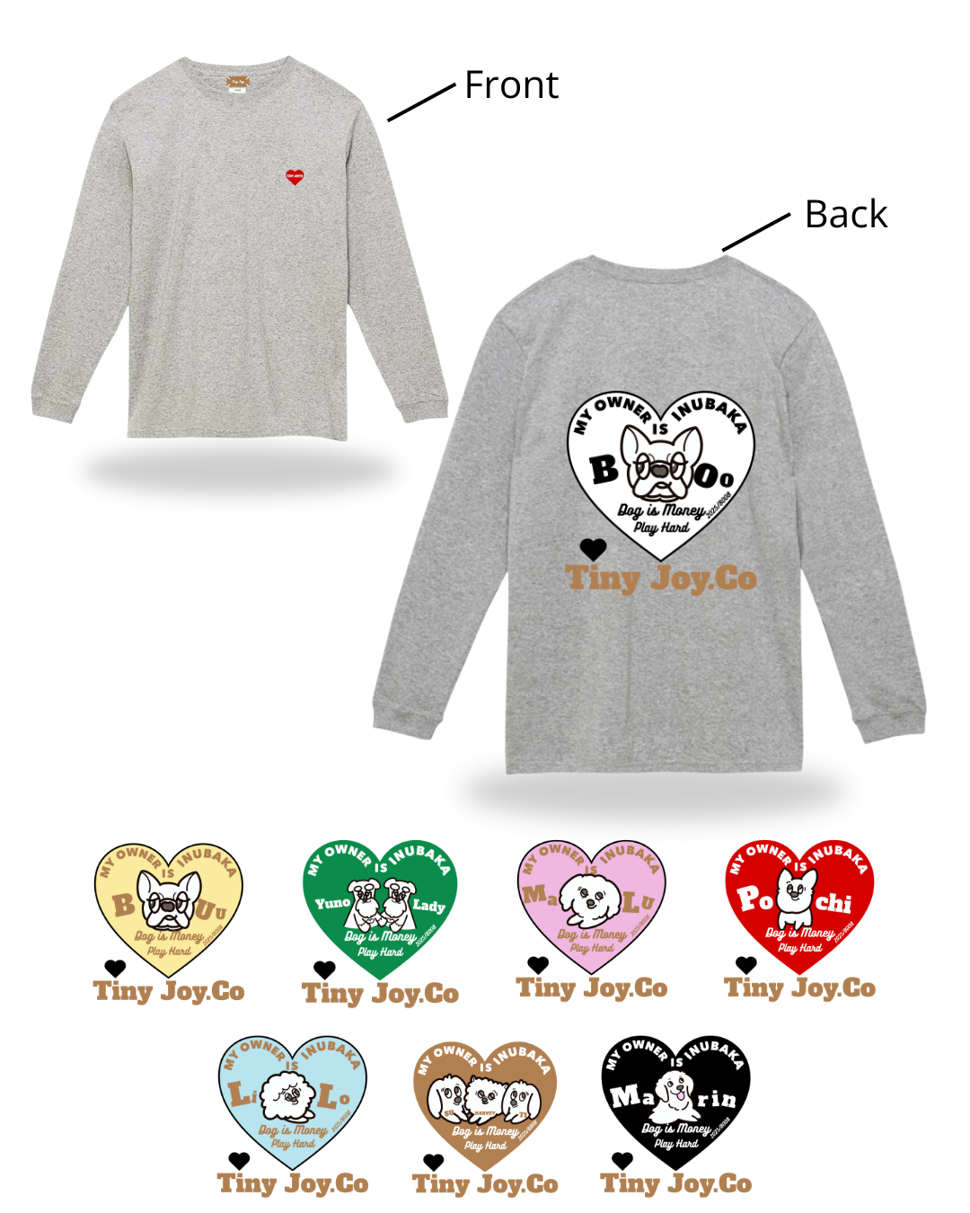 名入れ✖️ペットLong/T-SHIRT(ハートデザイン.)ユニセックスS~3XL