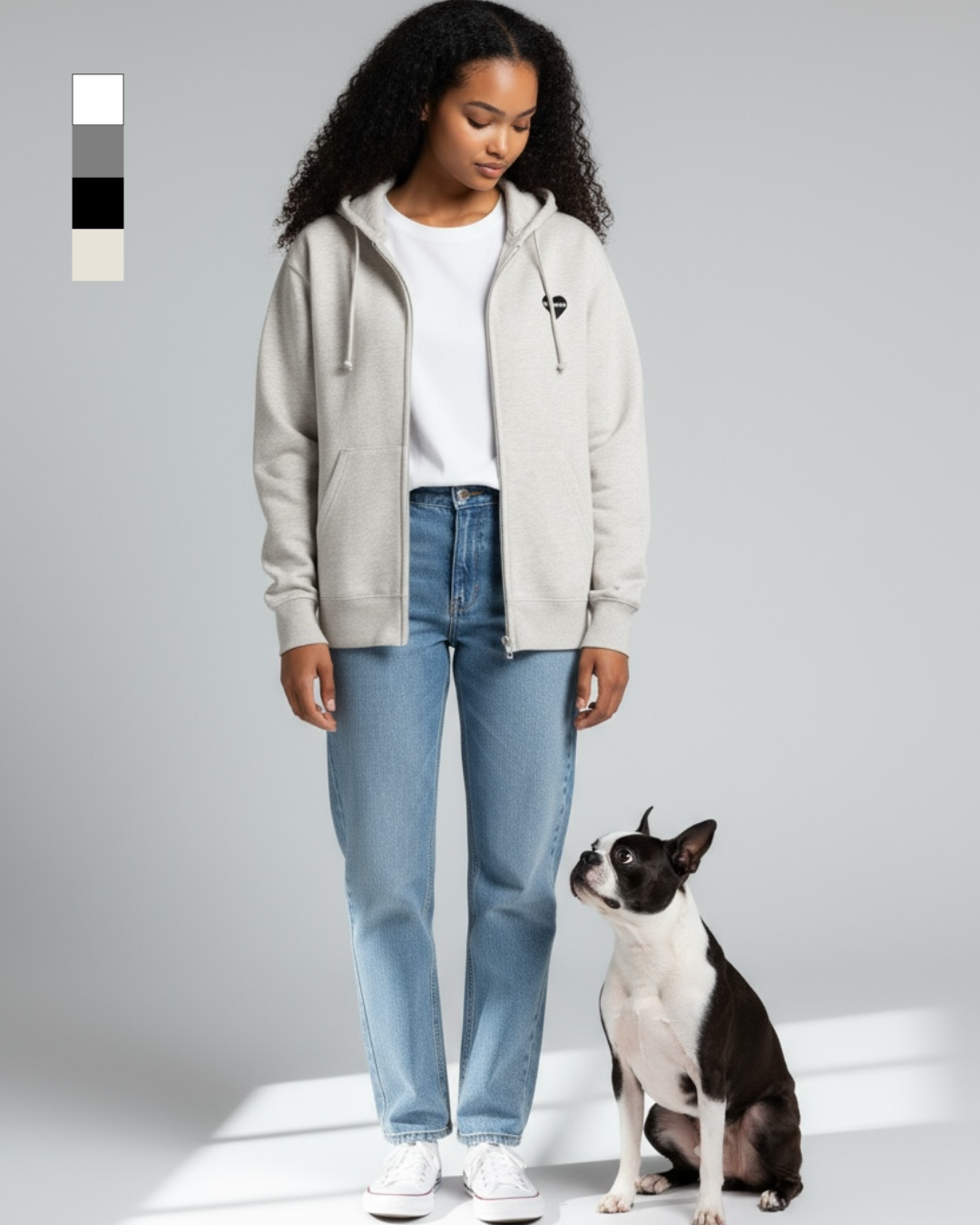 名入れ✖️ペットジップアップフーディ(♡ハートデザイン)ユニセックスS~XXL