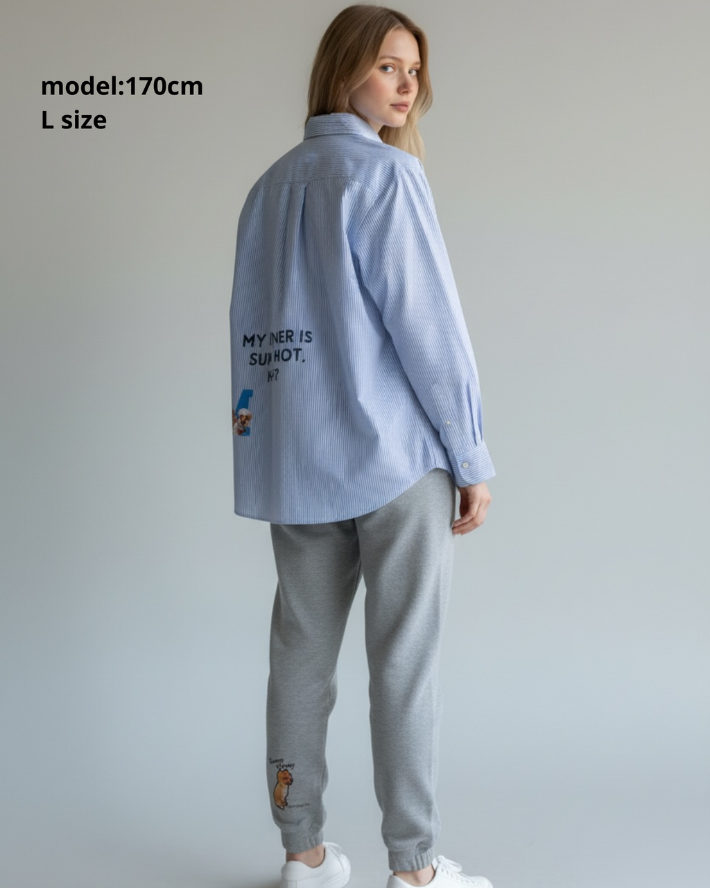 名入れ✖️ペット　ブルーストライプシャツ(うちの飼い主いけてるでしょ？)ユニセックスS~4L