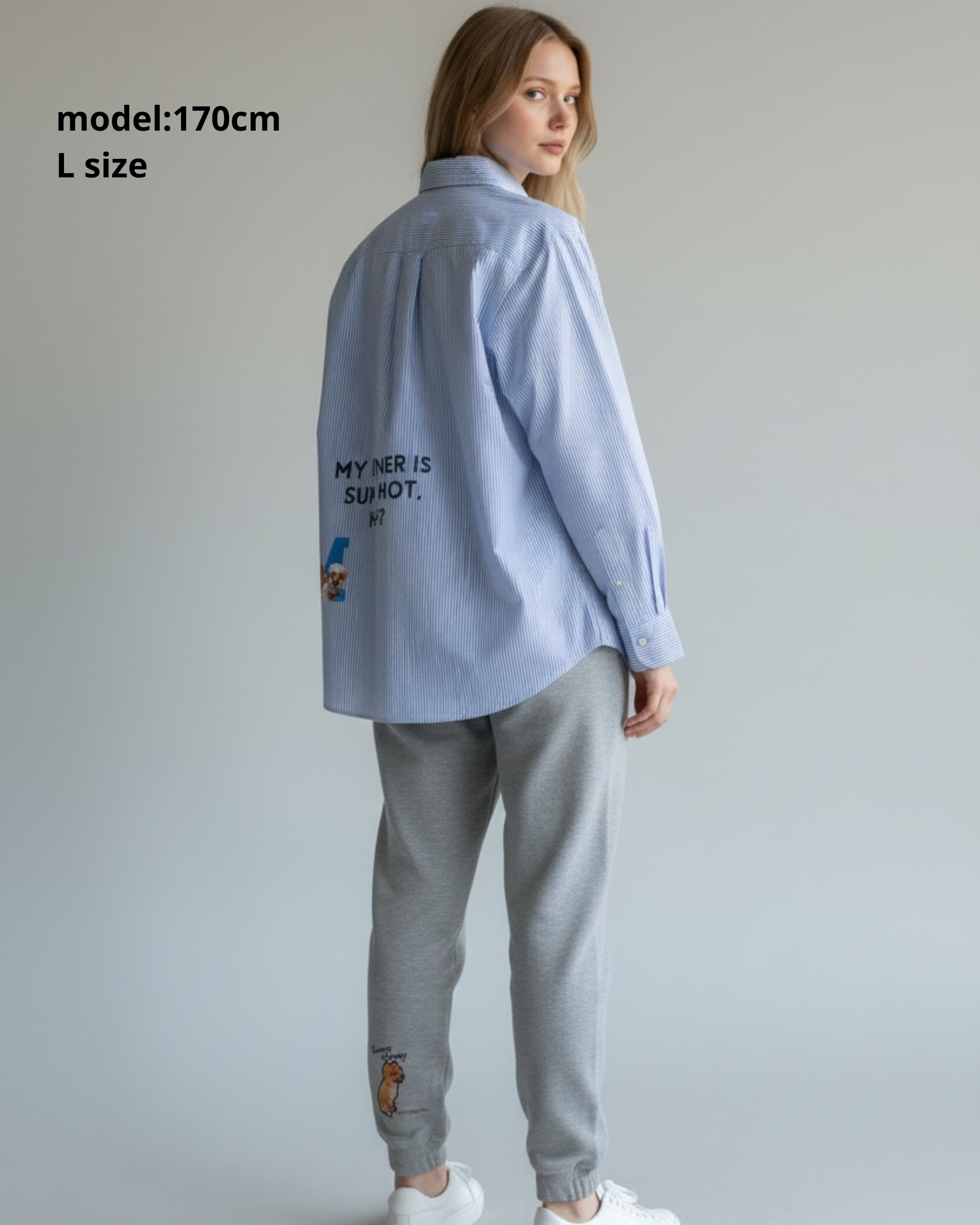 名入れ✖️ペット　ブルーストライプシャツ(うちの飼い主いけてるでしょ？)ユニセックスS~4L