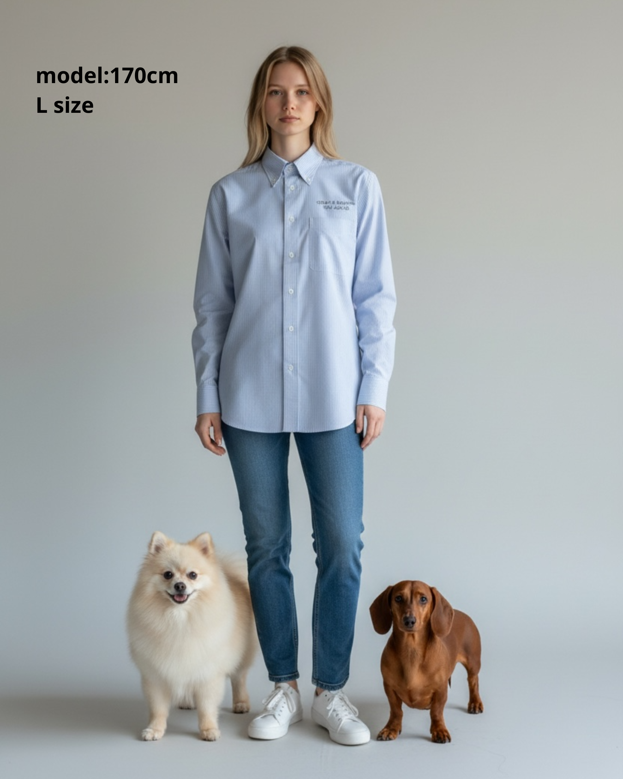 名入れ✖️ペット　ブルーストライプシャツ(うちの飼い主いけてるでしょ？)ユニセックスS~4L