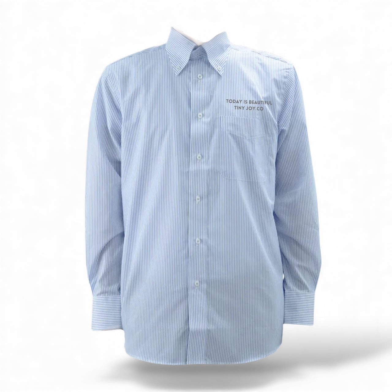 名入れ✖️ペット　ブルーストライプシャツ(うちの飼い主いけてるでしょ？)ユニセックスS~4L